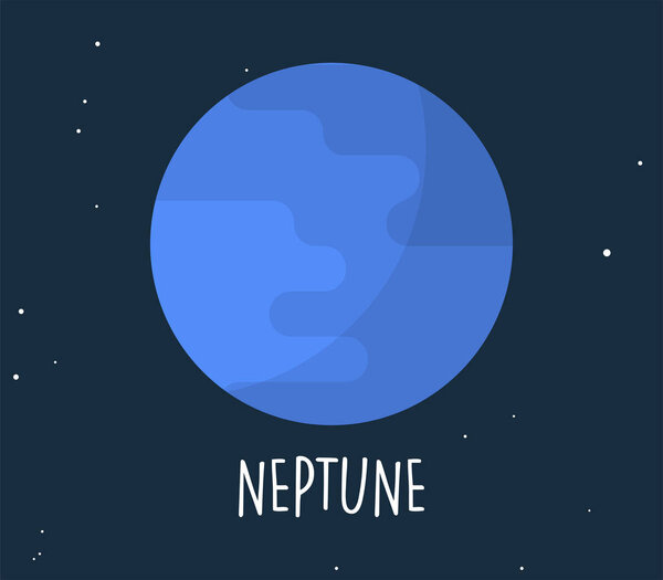 Neptune planet and simple sphere on space background flat vector illustration.