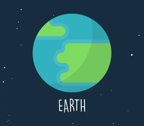 Planète Terrestre Sphère Simple Sur Fond Spatial Illustration Vectorielle Plate — Image vectorielle