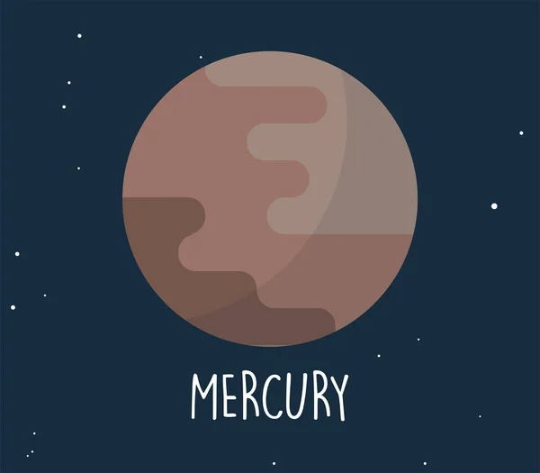 Mercury Bolygó Egyszerű Gömb Tér Háttér Lapos Vektor Illusztráció — Stock Vector