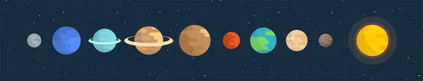 Pianeti Dei Cartoni Animati Insieme Sistema Solare Spazio Piatto Illustrazione — Vettoriale Stock