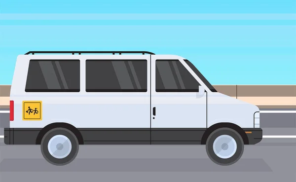 Schulbus Und Schülerbeförderungskonzept Flächenvektor Illustration — Stockvektor