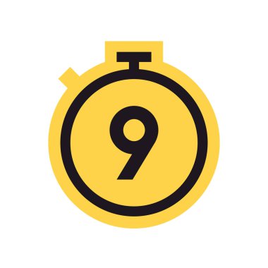 Geri sayım zamanlayıcısı ve kronometre sarı düz vektör çizimi.