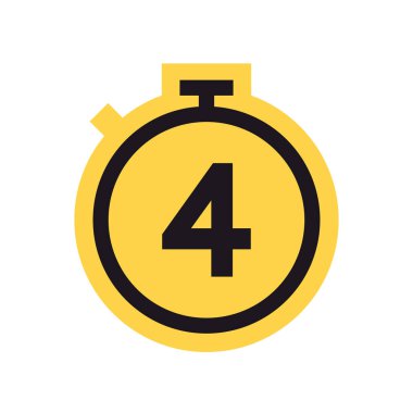 Geri sayım zamanlayıcısı ve kronometre sarı düz vektör çizimi.