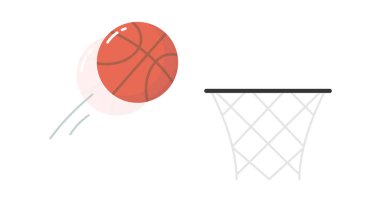 Basketbol sembolü ve turuncu spor ekipmanı profesyonel oyun düz vektör illüstrasyonu.