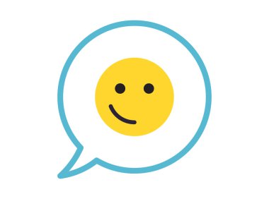 Basit yüz ifadesi ve sarı çizgi film gülüşü düz vektör çizimi.