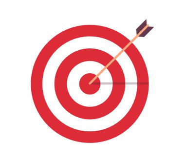 Dartboard oku ve iş başarısı kavramı düz vektör çizimi.
