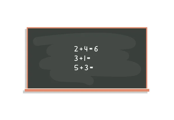 Numbers Study Math Exercises Calculating Chalk Board Lesson Flat Vector — Stock Vector