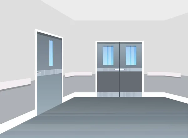 Prázdný Prostor Nemocniční Chodby Bez Lidí Moderní Nemocniční Interiér Plochý — Stockový vektor
