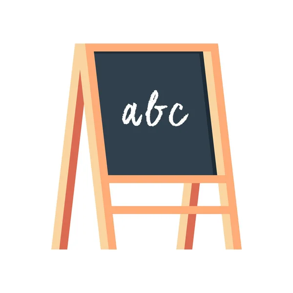 Çocuklar siyah borda ve çocuk yuvası karatahta düz vektör çizimi.