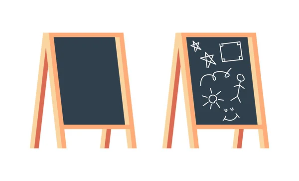 Kids Blackborad Kidergarten Classroom Chalkboard Flat Vector Illustration — Stock Vector