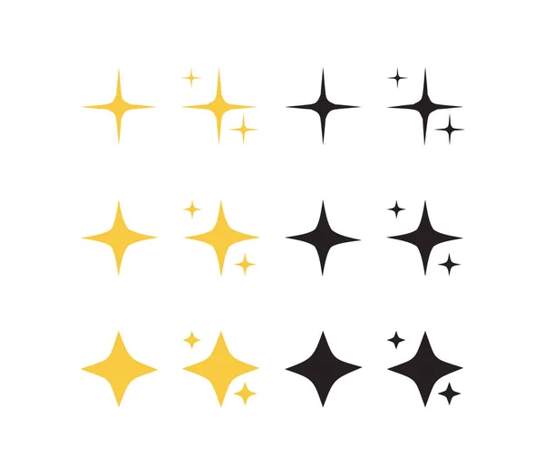 輝く星と輝く星がフラットベクトルイラストをセット — ストックベクタ