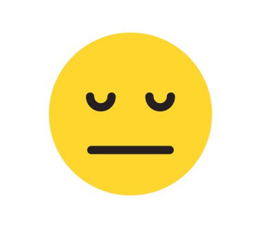 Basit duygu ifadesi ve sarı çizgi film emojisi düz vektör çizimi.