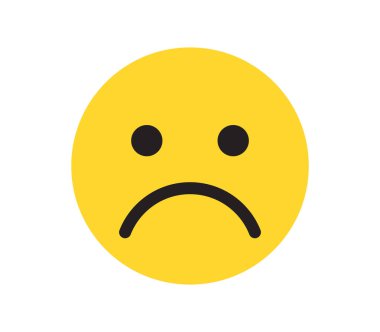 Basit duygu ifadesi ve sarı çizgi film emojisi düz vektör çizimi.