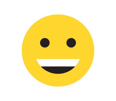 Basit duygu ifadesi ve sarı çizgi film emojisi düz vektör çizimi.