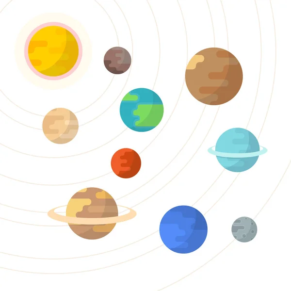 Rajzfilm Bolygók Naprendszer Tér Lapos Vektor Illusztráció — Stock Vector
