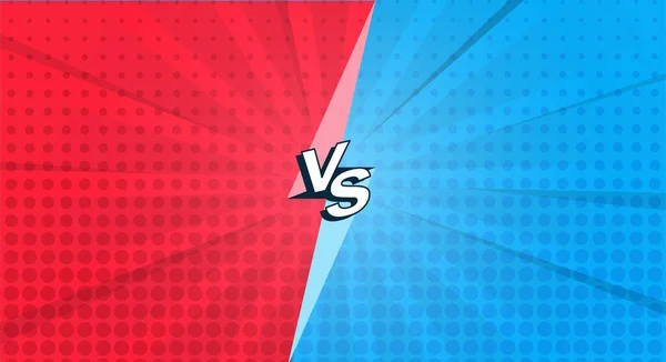 Çizgi roman stiline karşı ve mavi kırmızı renkli bayrak düz vektör illüstrasyonu.