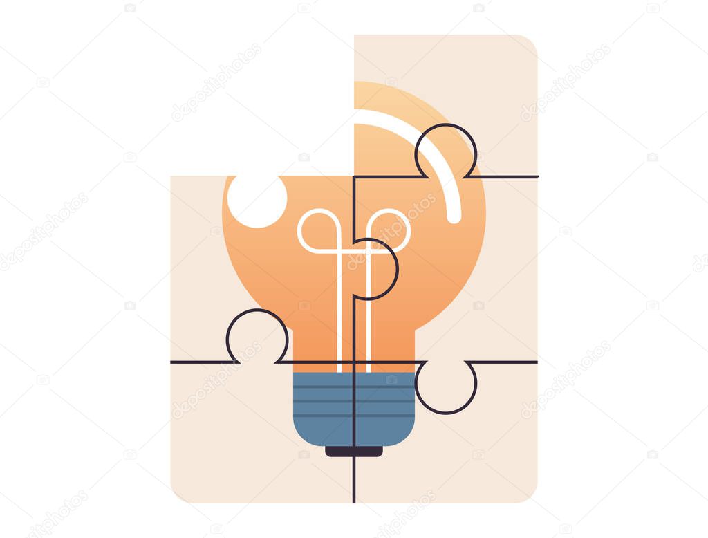 Light bulb and energy, idea symbol flat vector illustration.