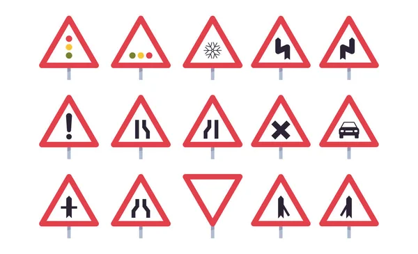 Дорожные Знаки Транспорт Простая Концепция Плоского Векторного Иллюстрации — стоковый вектор