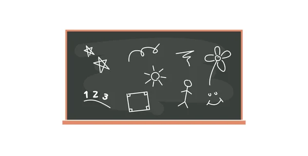 Chalkboard Και Ξύλινο Πλαίσιο Επίπεδη Διανυσματική Απεικόνιση — Διανυσματικό Αρχείο