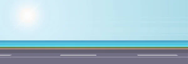 Sahil yolu ve modern stil tatil yolu açık hava seyahat tasarımı düz vektör illüstrasyonu.