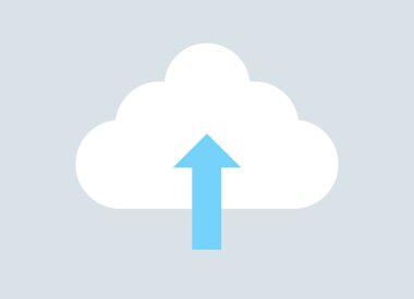 Bulut yükleme ve veritabanı düz vektör çizimi.