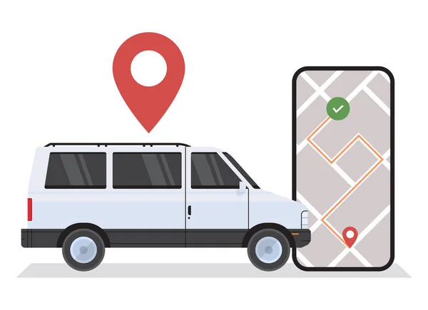 Mobile App Concept Transportation Carsharing Service Online Order Cargo Smartphone — Stock Vector