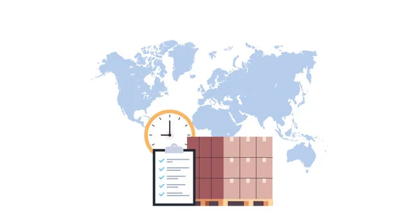 Concetto Consegna Mondiale Illustrazione Logistica Piatta Del Vettore — Vettoriale Stock