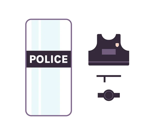 Politieagent Tactisch Materiaal Politieagent Ontwerp Platte Vector Illustratie — Stockvector