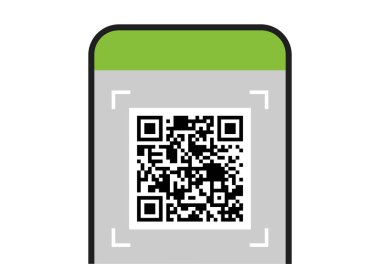 Akıllı telefon ekranı ve dijital teknoloji düz vektör illüstrasyonunda qr kodu taranıyor.