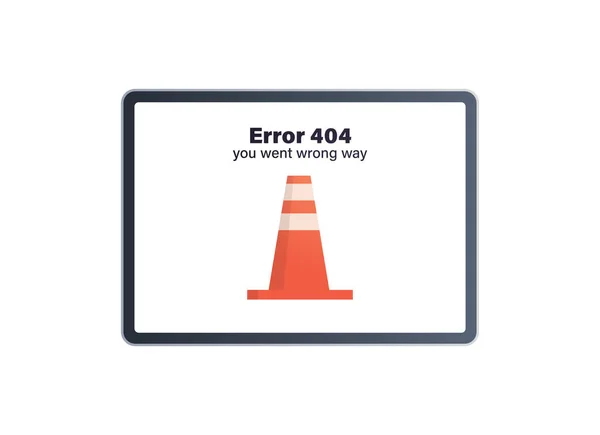 404 태블릿 일러스트에서 메시지와 인터넷 문제를 발견하지 못했다 — 스톡 벡터
