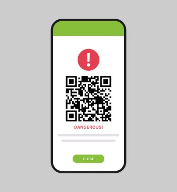 Akıllı telefon düz vektör illüstrasyonunda dijital dokunulmazlık pasaportu ve qr kodu.