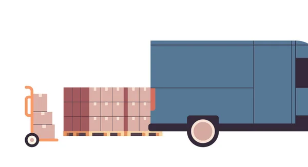 Trasporto Logistico Camion Consegna Piatto Vettoriale Illustrazione — Vettoriale Stock
