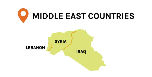 Mapa Oriente Médio Ilustração Vetor Plano País — Vetor de Stock
