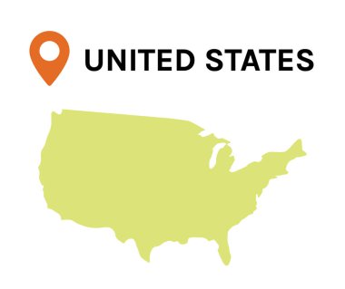 ABD haritası ve ülke düz vektör illüstrasyonu.