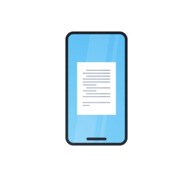 Akıllı telefon ve kağıt taraması düz vektör illüstrasyonu belgesi.