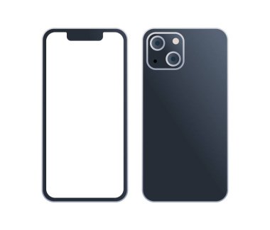 Akıllı telefon ön ve arka görüş teknolojisi düz vektör çizimi.