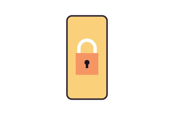 Locked Smartphone Screen Padlock Mobile Account Concept Flat Vector Illustration —  Vetores de Stock