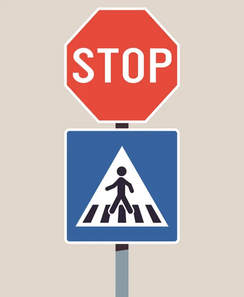 Дорожные Знаки Городской Дороге Транспорте Простая Концепция Плоской Векторной Иллюстрации — стоковый вектор