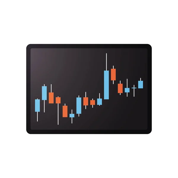 Analyzing Stock Market Trading Graph Candlestick Chart Flat Vector Illustration — 图库矢量图片