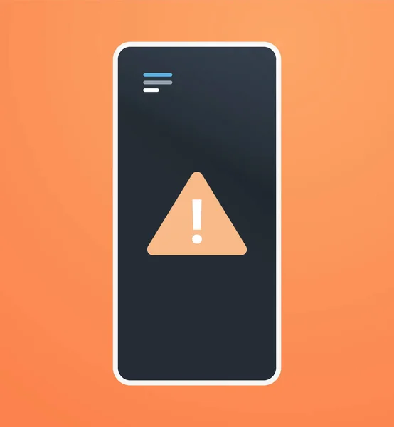Alert Symbol Smartphone Screen Problem Sign Concept Flat Vector Illustration — 스톡 벡터
