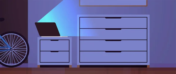 Living Room Interior Furniture Cabinet Home Drawer Dark Night Room — Stockvector