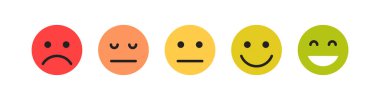 Customer feedback facial expressions and simple expressions different cartoon smile flat vector illustration.
