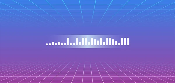 Virtual Reality Technology Sound Wave Blue Purple Futuristic Background Flat — Διανυσματικό Αρχείο