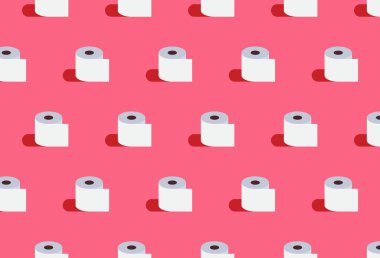 Roll of toilet paper seamless pattern and healthy paper roll concept flat vector illustration.