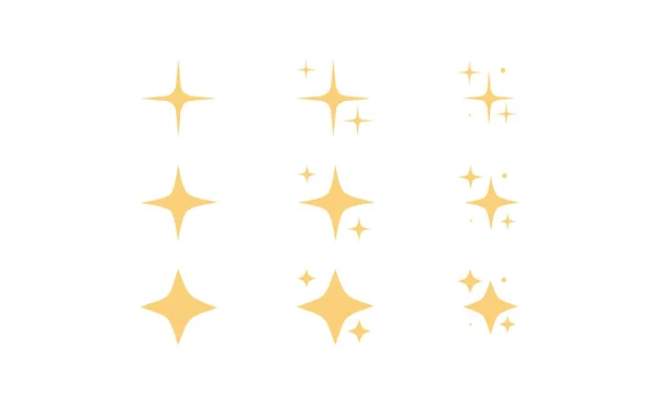 Sparkling Stars Shiny Glitter Stars Set Flat Vector Illustration — Stock Vector