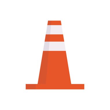 Traffic cone and road work material flat illustration.