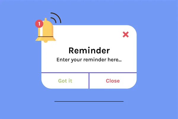 Reminder, notification page with floating elements and business planning, events, timetable flat vector illustration.
