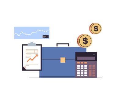 Briefcase and business staff case concept flat vector illustration.