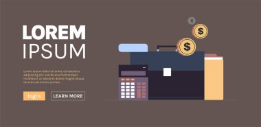 Briefcase and business staff case concept flat vector illustration.