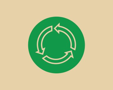 Recycle waste symbol and green arrow logo web icon concept flat vector illustration.